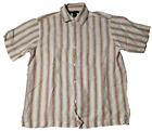 VTG BANANA REPUBLIC LINEN Men Medium Yellow Brown Striped Button-Up Shirt