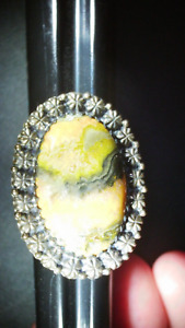 Sterling Silver 925 Bumble Bee Jasper Ring Oval sz.8 ADJ Native American Indian