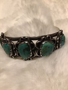Old Pawn, Vintage , Sterling, Navajo Turquoise Bracelet