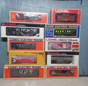 MIXED LOT OF 10 LIONEL TRAINS O SCALE FREIGHT CARS (MIXED ROADNAMES) #73