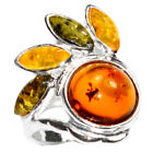 4.0g Authentic Baltic Amber 925 Sterling Silver Ring Jewelry N-A7447 s.6.5