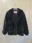 Monterey Fashions Women's Faux Fur Coat Jacket Black Size 14 Vintage Beauty!