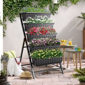 Vertical Raised Garden Bed Elevated Garden Bed with 5 Container Planter Boxes