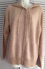 Charter Club 100% Cashmere Pearl Taupe Heather Zip-Up Hooded Sweater Cardigan M