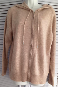 Charter Club 100% Cashmere Pearl Taupe Heather Zip-Up Hoodie Sweater Cardigan XL