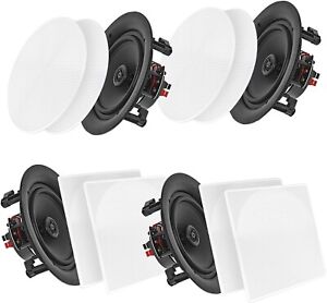NEW * 4 Speakers, 8’’ Bluetooth Ceiling/Wall Speaker Kit, Flush Mount 2-Way Home