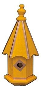 BLUEBIRD BIRDHOUSE - Bright Yellow with Copper Trim & Accents Amish Handmade USA