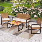 4 Pieces Outdoor Wicker Chair Set Rattan Patio Furniture Set Seat Cushions Sofa.
