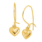 Eternity Gold Puffed Heart Drop Earrings in 14K Yellow Gold