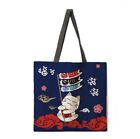 Lucky Cat Print Tote Women Shoulder Bag Shopping Bag Casual Tote