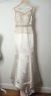 6 Sherri Hill Ivory Satin Lace Trumpet Illusion Neckline Sleeveless Wedding Dres
