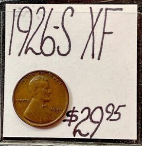 1926-S  Lincoln Wheat Cent Penny (XF) Extra Fine Condition. ENN Coins