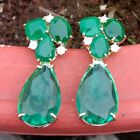Green Crystal Clear Cz Dangle Stud Earrings Fashion Jewelry