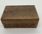 Vintage Hand Carved Wooden Trinket Jewelry Box Floral Made in India