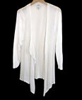Magaschoni Womens Open Front Long Cardigan Size 1X White Rayon Knit Detail