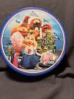 1989 Muppets Round Metal Tin Miss Piggy Cheerleader Kermit, Gonzo, Fozzie, Rowlf