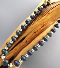Vtg Mexico Sterling Chrysocolla  30mm Graduated Bead Necklace 250 Gram 24