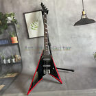 V Shape Black 4 String Electric Bass Guitar Solid Body Chrome Hardware in Stock