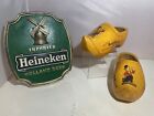 Vintage Lot Heineken Sign Stand Up Wall Mount Imported Holland Beer Set Clogs