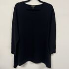 Charter Club Luxury Cashmere Sweater Womens Size L Black Tunic Flowy Long Sleeve