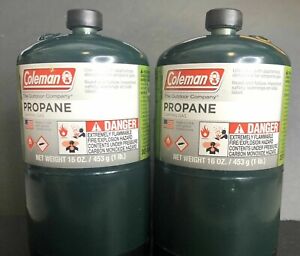 Coleman Propane Cylinder 2 Pack 16 oz 1lb Camping Gas Grill BBQ  Made USA