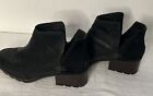 Sorel Womens Cate Cut Out Ankle Boots Black Leather Block Heel Suede Size 9.5