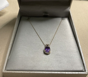 10k Yellow Gold Amethyst and Diamond Oval FRM Pendant ZALES