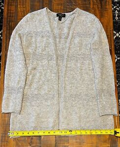 Charter Club Luxury 100% Cashmere Gray Open Front Cardigan Womens XS