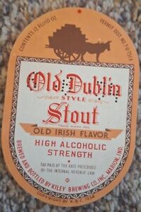 Old Dublin Stout label from Kiley Brewing Co of Marion IN