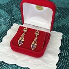 Vtg.Early 20th Century 14K Solid Yellow Gold Amethyst Dangle Earrings 3.21 g
