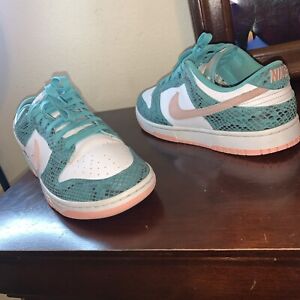Size 8.5 - Nike Dunk Low Washed Teal Snakeskin