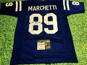 GINO MARCHETTI AUTOGRAPHED BALTIMORE COLTS JERSEY SL HOF 72 INSCRIPTION AASH