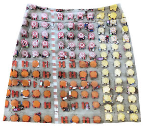 Mini Skirt Akris Punto US 8 Colorful French Riviera Beach Umbrella Print A Line
