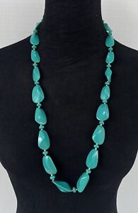 Vintage Chunky Aqua Turquoise Bead Statement Necklace Leis-like, Long