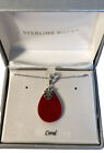 ATI Sterling Silver Red Coral Necklace & Pendant