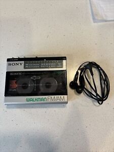 Vintage Sony WM-F15 Walkman Cassette Player W/headphones Radio Works