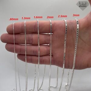 Italian Solid Sterling Silver Box Link Chain Necklace 925 Silver Chain UNISEX