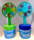 O2COOL Flower Pot Fan with light up base F35002 Assorted colors Lot of 2