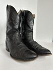 Nocona Smooth Ostrich Black Boots Mens 12D Round Toe Cowboy Western Vintage
