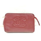 Chanel Cosmetic Pouch Bag  Bordeaux Leather 3548505