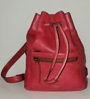 FOSSIL Vickery Pebbled Leather Drawstring Backpack Small Bright Pink