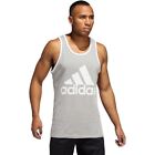 Adidas Men's Logo Sleeveless Tank Top Shirt Grey White Medium