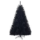 Costway 6Ft Hinged Artificial Halloween Christmas Tree Full Tree w/ Stand Black