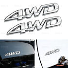 2pcs 4WD Logo Silver Metal Car Tailgate Emblem Sticker Badge Decal Accessories
