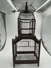 Victorian Domed Bird Cage Wooden & Wire Vintage Country Antique Style