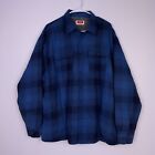 NWT Wrangler Sherpa Lined Flannel Shirt Mens XL Blue Plaid Shacket Fleece