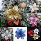 5Pcs Glitter Christmas Flowers Golden Powder Decorations Home Xmas Tree Ornament