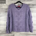 Sundance Pullover Sweater Womens XL Purple Chunky Knit Silk Blend Long Sleeve
