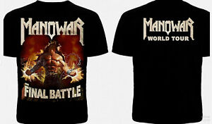 Rare Manowar Bataille Finale World Tour T-Shirt Double Sides