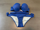 blue strapless VICTORIAS SECRET   two  piece swimsuit bikini size 36B medium